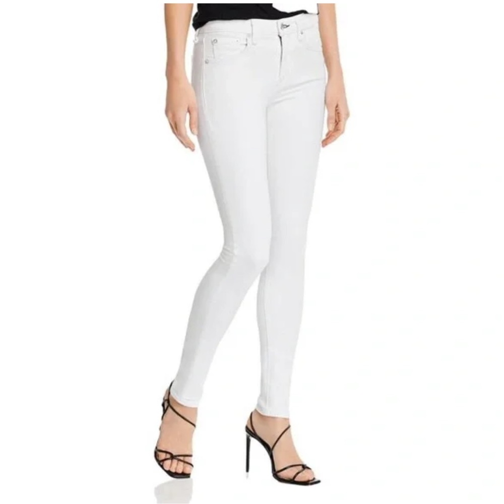 RAG & BONE Skinny Fit 9.5” Midrise Stretch Zipper Fly Jeans 30 Bright White VGC!